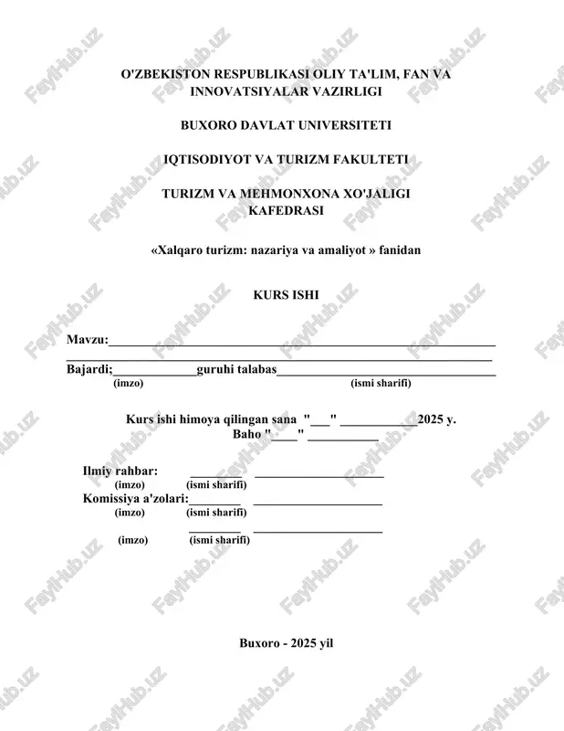 xalqaro turizm: nazariya va amaliyot — DOCX