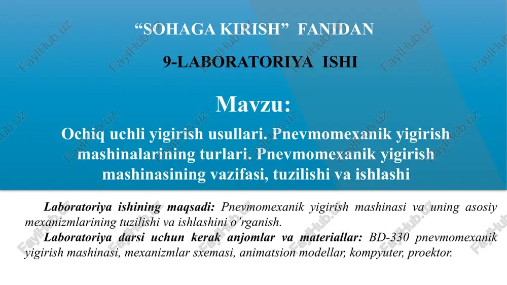 pnevmomexanik yigirish mashinalari — PPTX