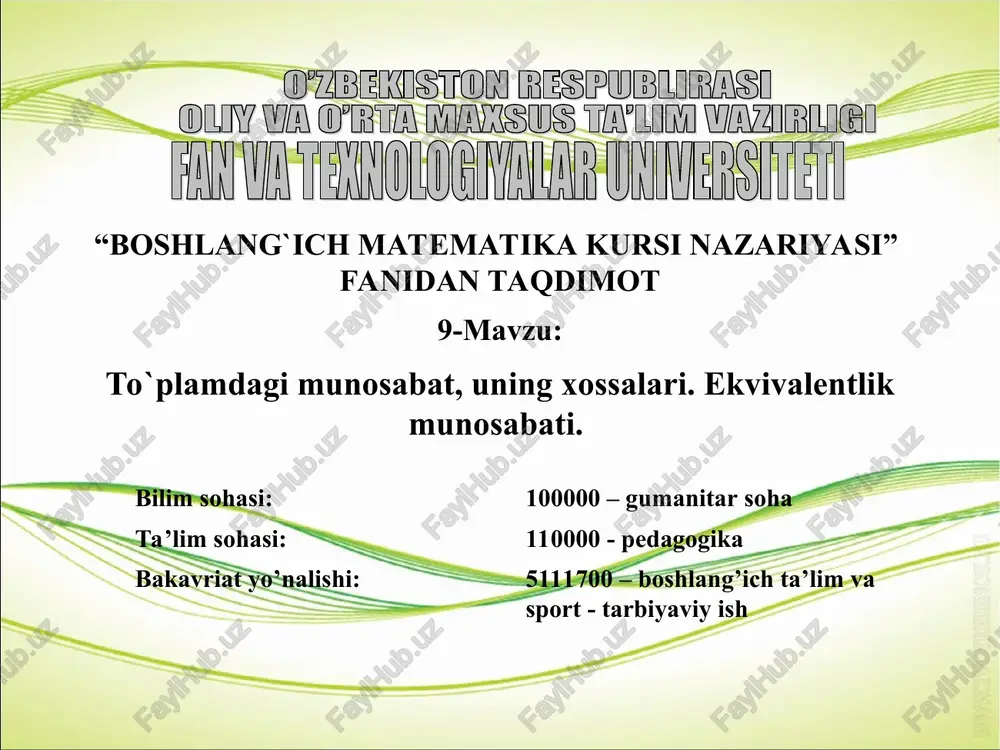 boshlang`ich matematika kursi nazariyasi — PPT