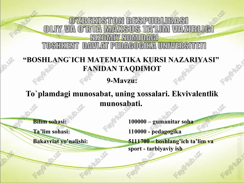 boshlang`ich matematika kursi nazariyasi — PPT