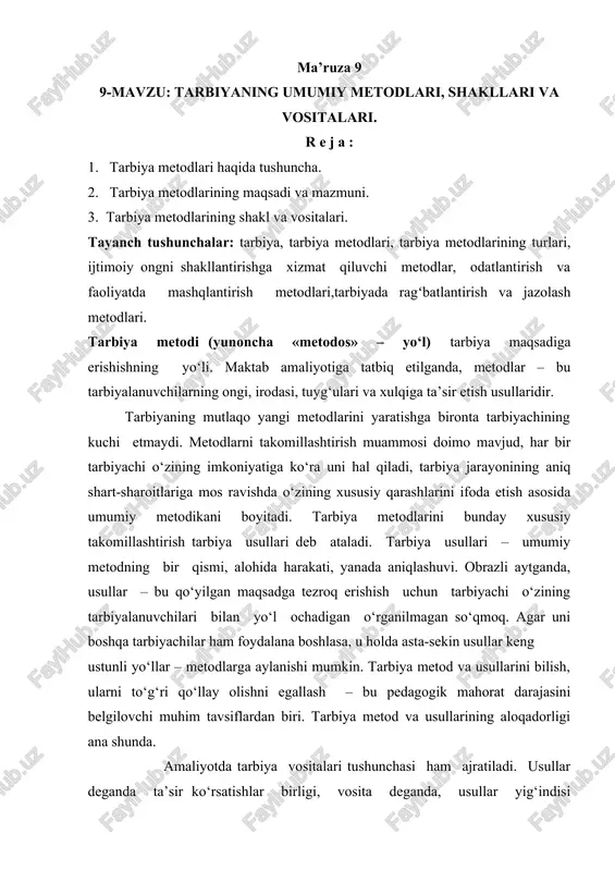 tarbiya metodlari — DOCX