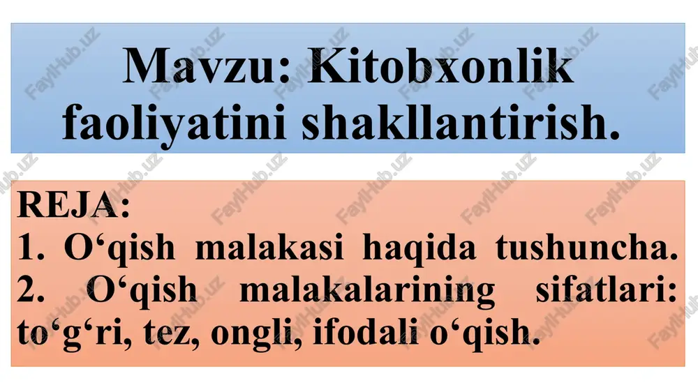 o‘qish malakalari — PPTX