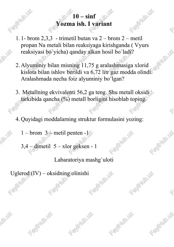 yozma ish. i variant — DOCX