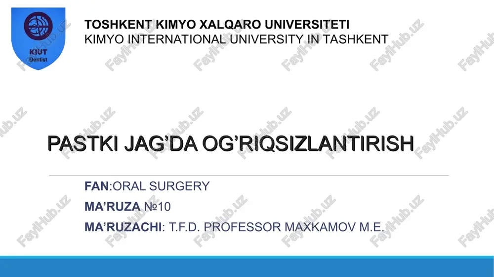 pastki jag’da og’riqsizlantirish — PPT