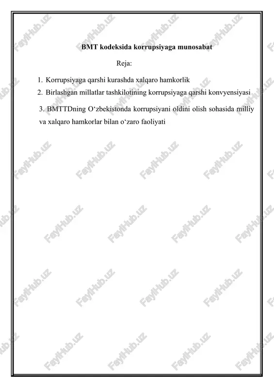 bmt kodeksida korrupsiyaga munosabat — DOCX
