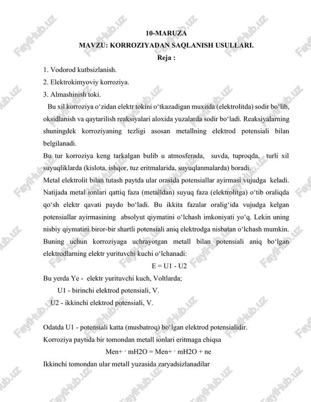 korroziyadan saqlanish usullari — DOCX