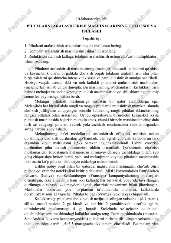 piltalarni aralashtirish mashinalari — DOCX