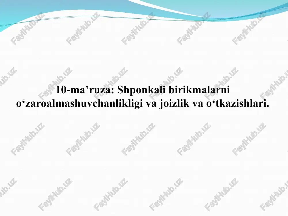 shponkali va shlitsali birikmalar — PPT