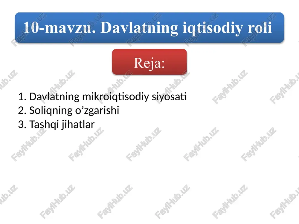 davlatning mikroiqtisodiy siyosati — PPT
