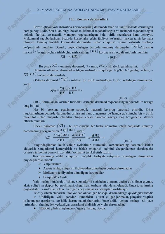 korxona faoliyatining moliyaviy natijalari — DOCX