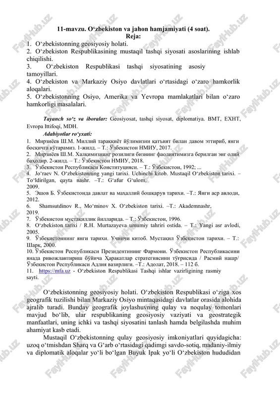 o‘zbekiston va jahon hamjamiyati — DOCX