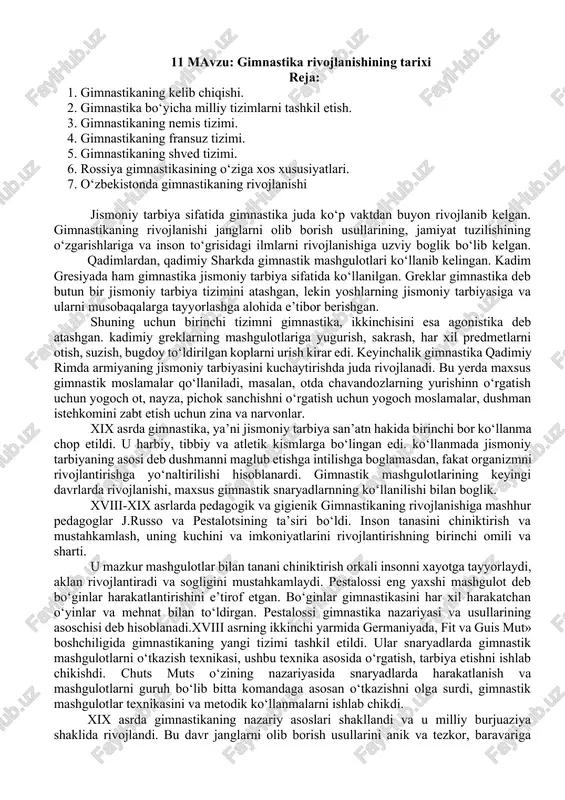 gimnastika rivojlanishining tarixi — DOCX