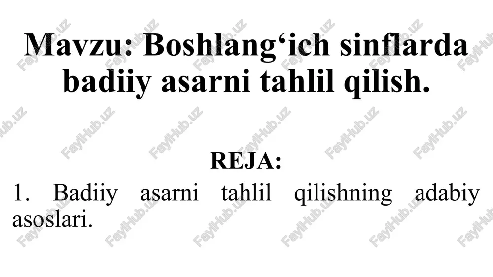 badiiyasarni tahlil qilish — PPTX