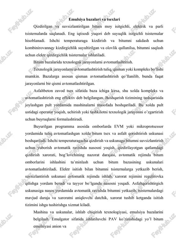 bitum bazalari va tsexlari — DOCX