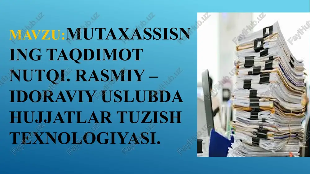 mutaxassisning taqdimot nutqi — PPTX