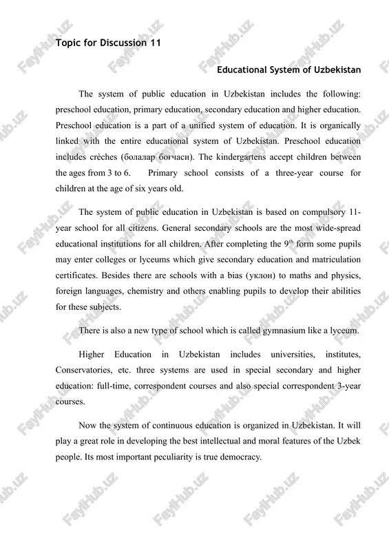 educational system of uzbekistan — DOC