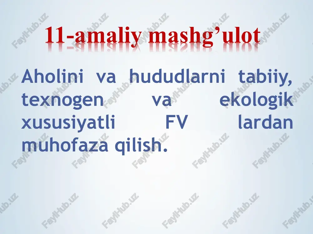 texnogen tusdagi favqulodda vaziyatlar — PPT