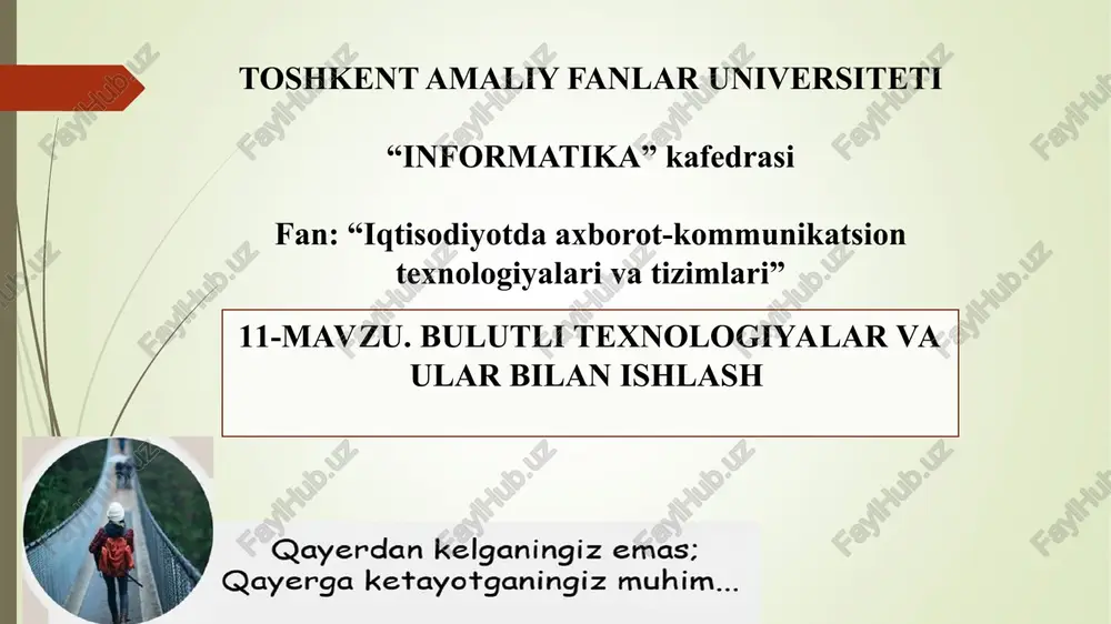 bulutli texnologiyalar va ular bilan ishlash — PPT