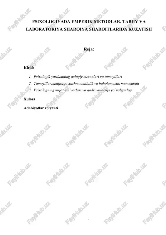 psixologiyada emperik metodlar — DOCX
