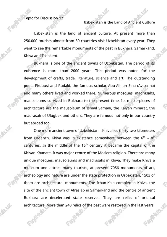 uzbekistan's ancient cities — DOC