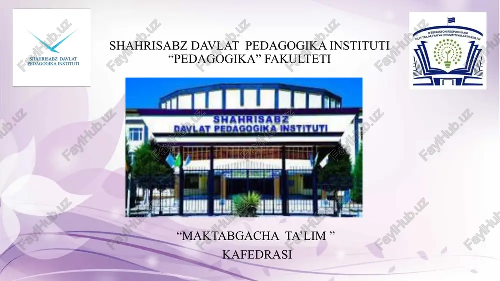 maktabgacha ta’lim tashkilotining ish hujjatlari — PPTX