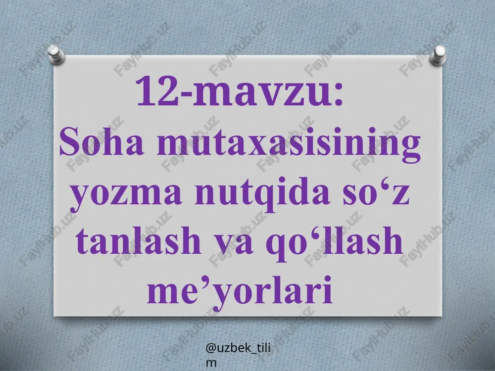 sohamutaxasisining yozma nutqida so‘z tanlash va qo‘llash me’yorlari — PPTX