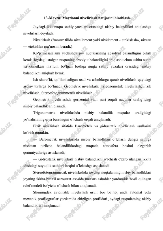 nivelirlash — DOCX