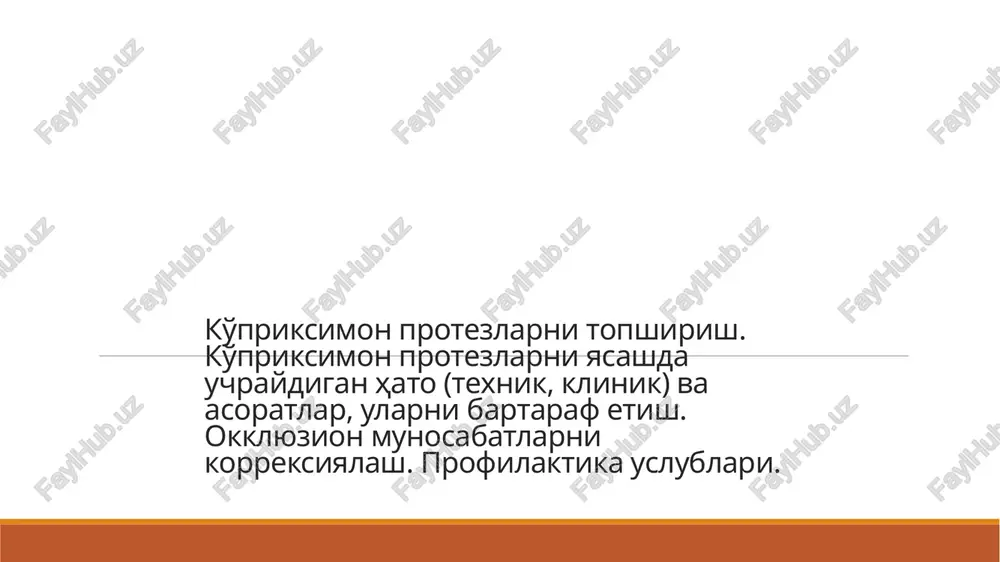 ko'priksimon protezlarni yasash — PPTX
