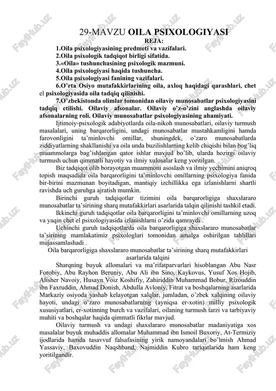oila psixologiyasi — DOCX
