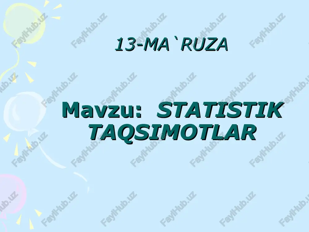 statistik taqsimotlar — PPT