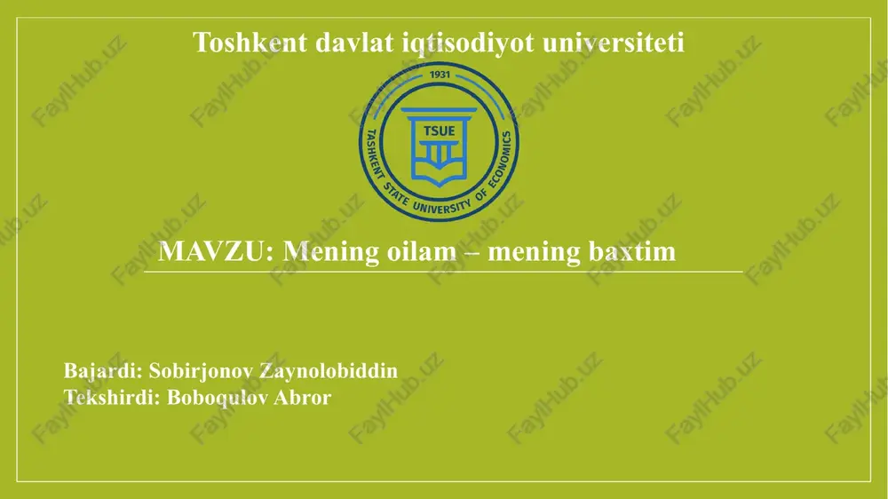 mening oilam mening baxtim — PPTX