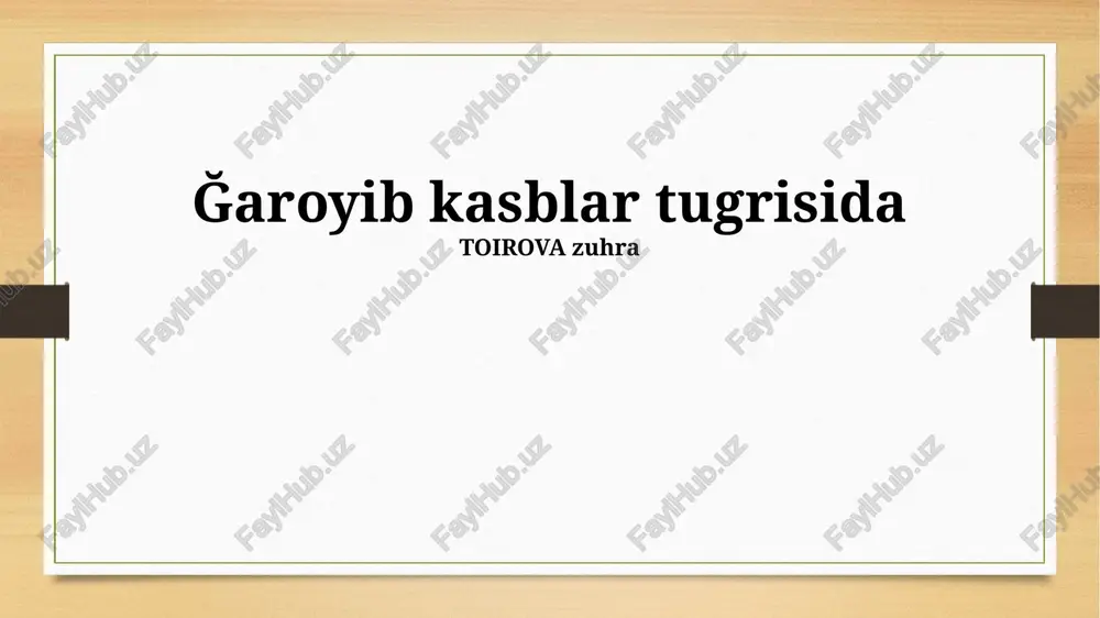 kelajakdagi g'alati kasblar — PPTX