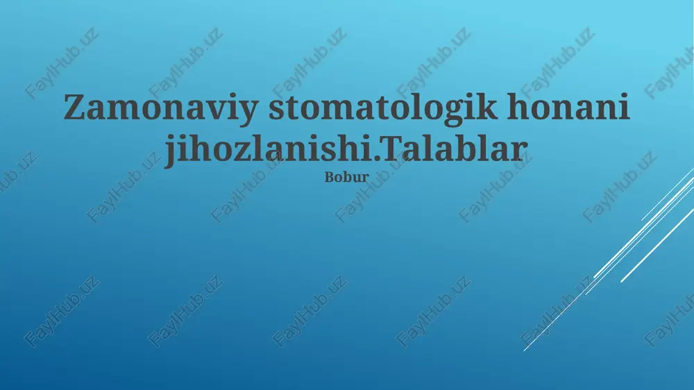 zamonaviy stomatologik honani jihozlanishi — PPTX