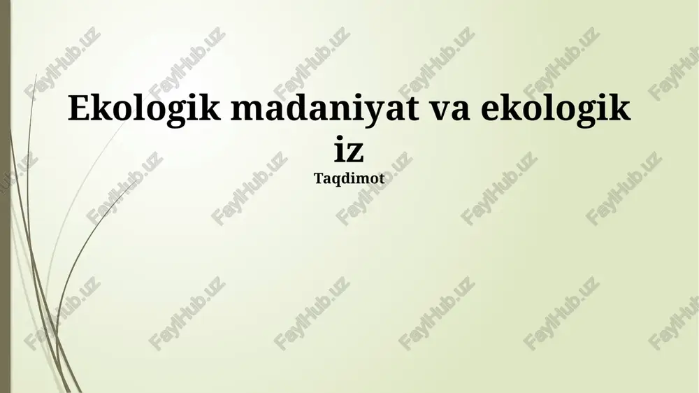 ekologik madaniyat va ekologik iz — PPTX
