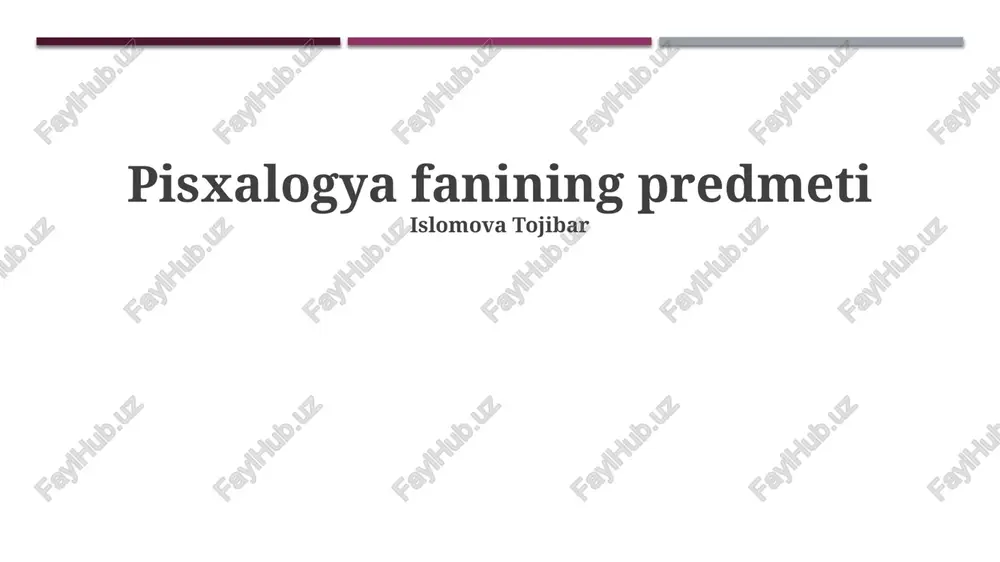 pisxalogiya fanining predmeti — PPTX