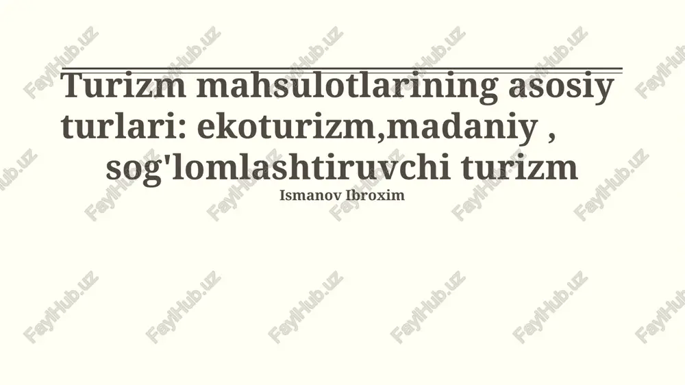 madaniy turizm — PPTX
