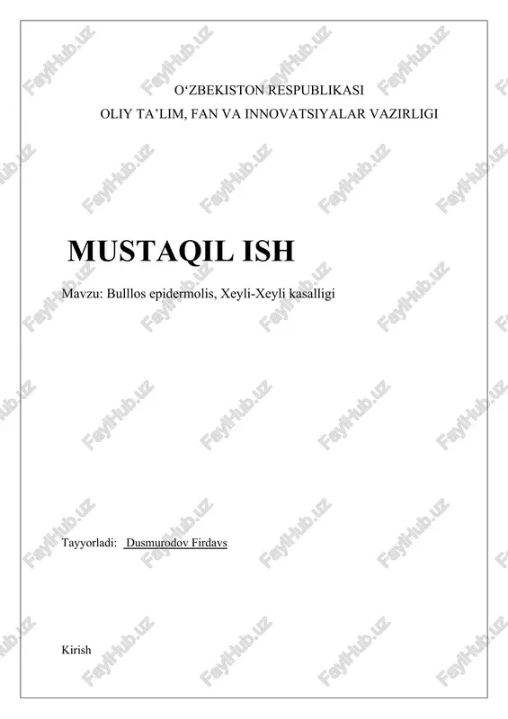 bullios epidermolis, xeyli-xeyli kasalligi — DOCX
