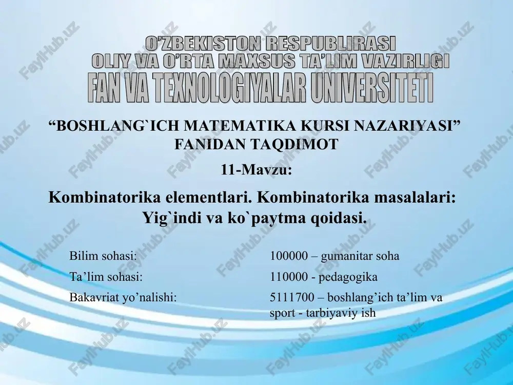 boshlang`ichmatematika kursi nazariyasi — PPT