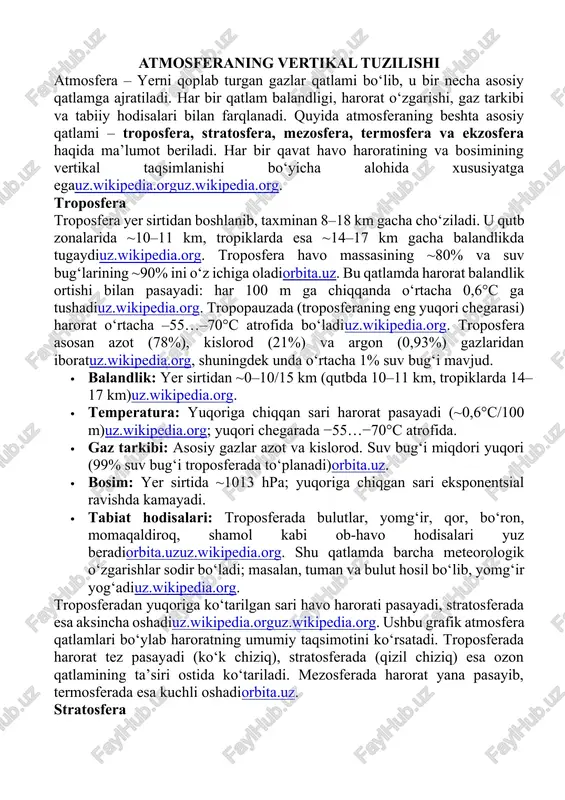 atmosferaning vertikal tuzilishi — DOCX