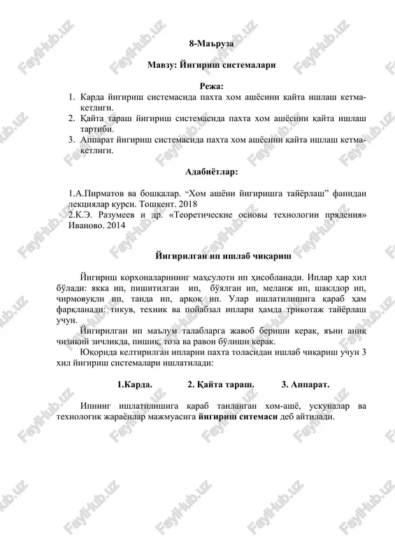 yigirish sistemalari — DOCX