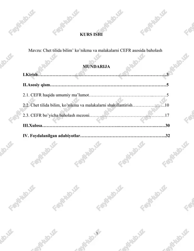 chet tilida bilim’ ko’nikma va malakalarni cefr asosida baholash — DOCX