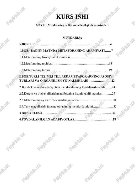 metaforaning badiiy san’at hosil qilish xususiyatlari — DOCX
