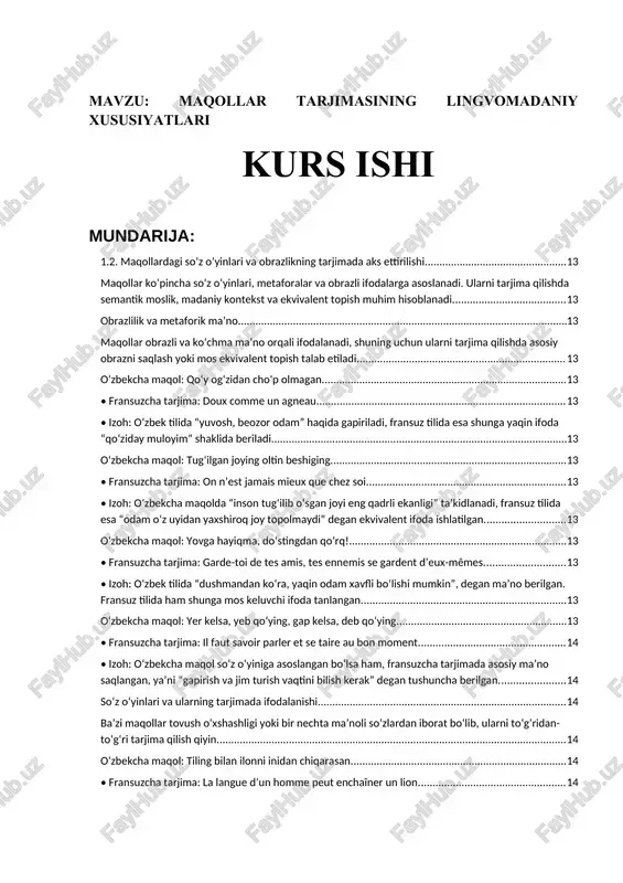 maqollar tarjimasining lingvomadaniy xususiyatlari — DOCX
