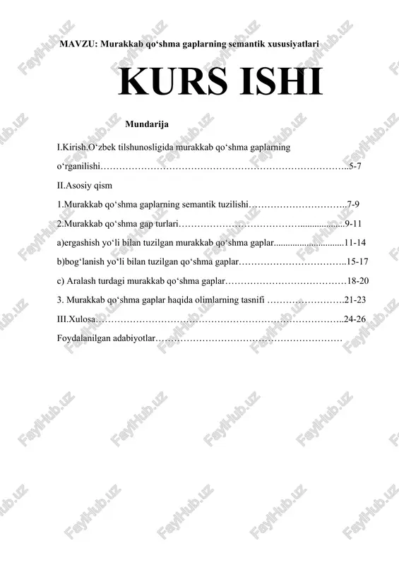 murakkab qo‘shma gaplarning semantik xususiyatlari — DOCX