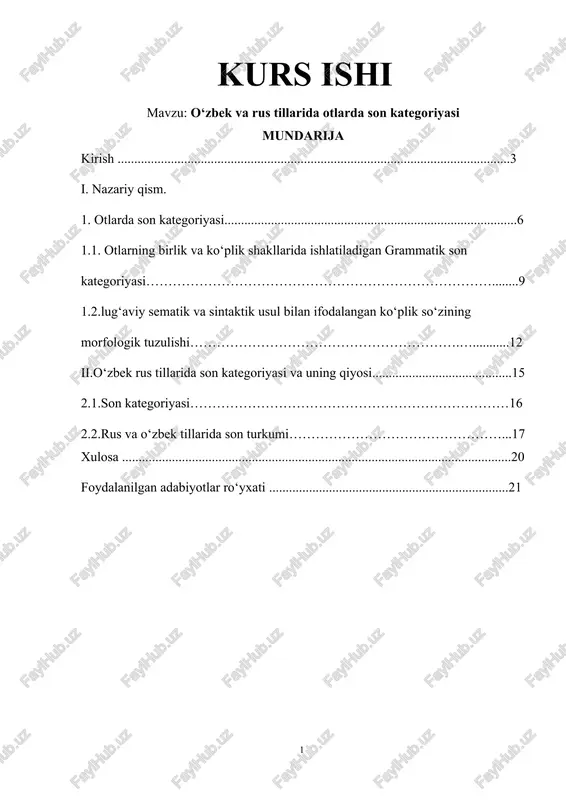 o‘zbek va rus tillarida otlarda son kategoriyasi — DOCX