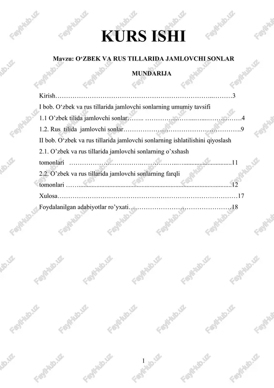 o‘zbek va rus tillarida jamlovchi sonlar — DOCX