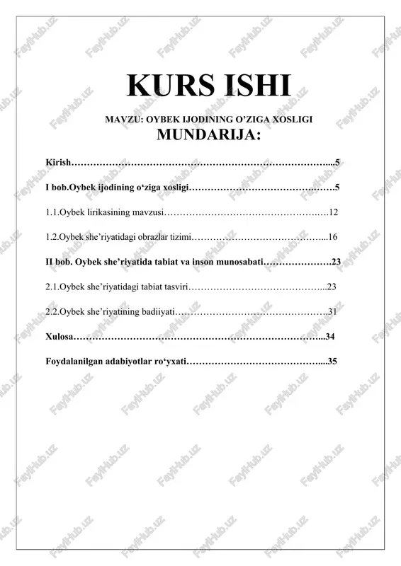 oybek ijodining o’ziga xosligi — DOCX