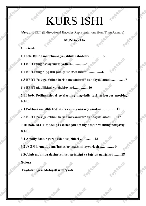 bert (bidirectional encoder representations from transformers) — DOCX
