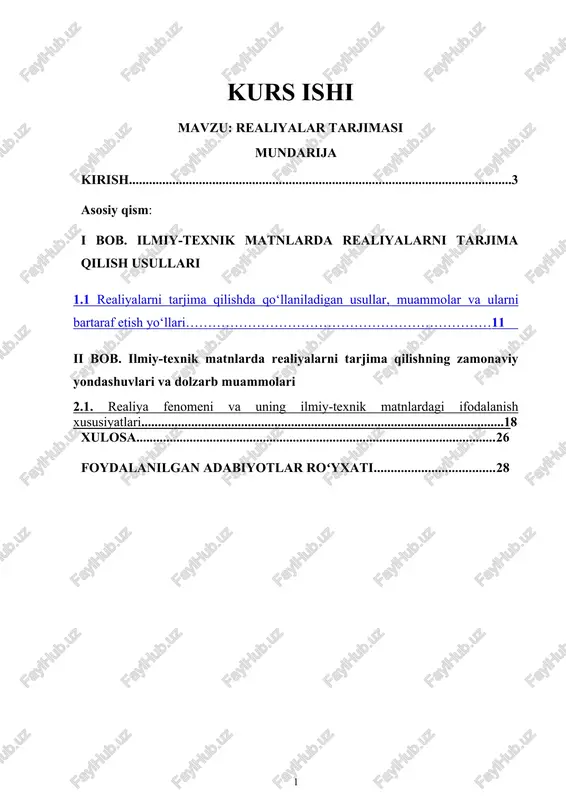 realiyalar tarjimasi — DOCX