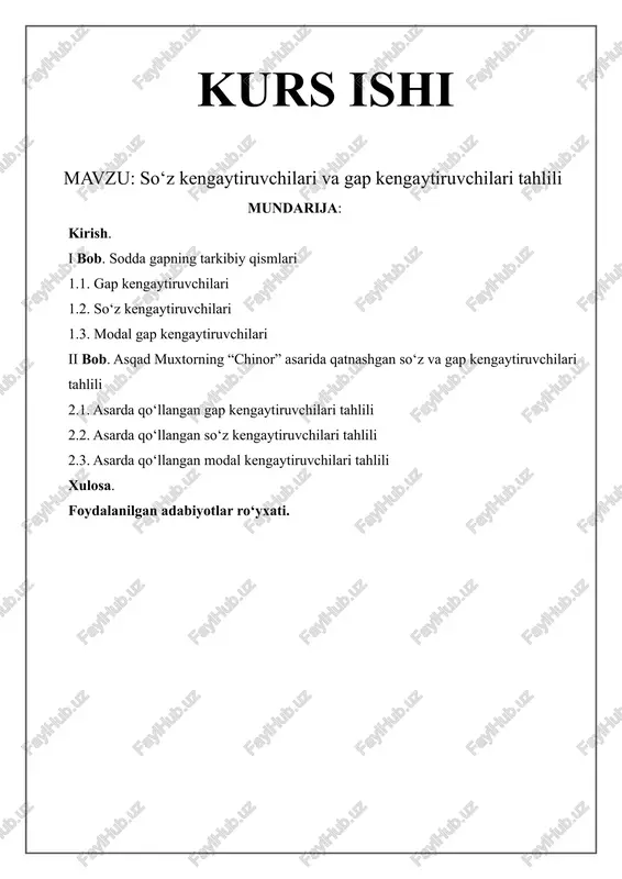 so‘z kengaytiruvchilari va gap kengaytiruvchilari tahlili — DOCX